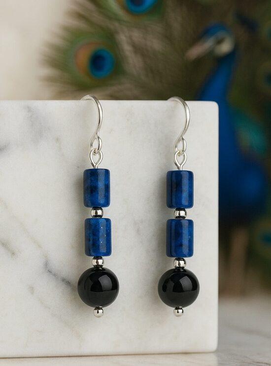 Dabīgo akmeņu auskari "Pāva Elegance"